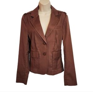 The Limited Tailored 2-Button Cotton Blend Fitted Career Blazer Jacket Brown 8